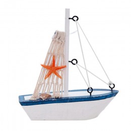 Vintage estilo mediterráneo náutico marino de madera azul barco de vela artesanías de madera LBShipping