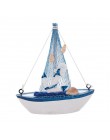 Vintage estilo mediterráneo náutico marino de madera azul barco de vela artesanías de madera LBShipping