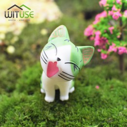 1/6 Uds gato terrario queso gato figurines en miniatura figurilla de hada jardín miniaturas jardín decoración figuras de hadas e
