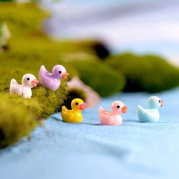 Zoclou 5 piezas Mini Pato colorido Pato pequeño pasto estatua figurita Micro artesanía ornamento miniaturas DIY decoración de ja