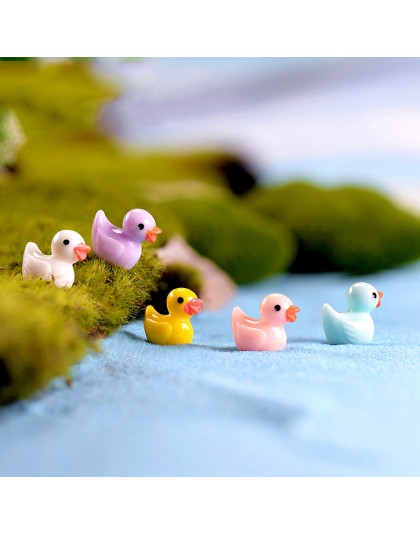 Zoclou 5 piezas Mini Pato colorido Pato pequeño pasto estatua figurita Micro artesanía ornamento miniaturas DIY decoración de ja