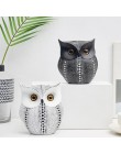 Arte minimalista de estilo nórdico blanco búhos negros figuras animales resina miniaturas decoración del hogar decoración de la 