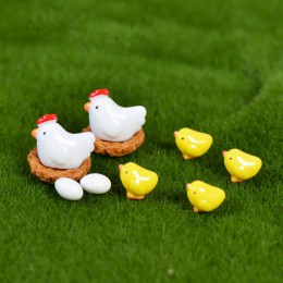 10 unids/set pollo pollito huevo nido pequeño pastos estatua miniaturas adorno para DIY hadas jardín, casa de muñecas decoración
