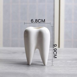 Maceta de cerámica blanca con forma de diente, maceta de diseño moderno, maceta para escritorio, Mini maceta para escritorio, re