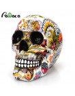 Horror calavera decoración resina esqueleto humano calavera Color flor pintura Halloween mesa de bar casera decoración de escrit