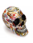 Horror calavera decoración resina esqueleto humano calavera Color flor pintura Halloween mesa de bar casera decoración de escrit