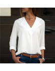 Blusa blanca de manga larga de ocio Blusa doble cuello en V para mujer Blusas y Blusas Camisa de oficina sólida blusa de señora 
