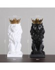 2019 nueva creativa moderna corona dorada estatua de León negro escultura de estatuilla Animal para la decoración del hogar ador