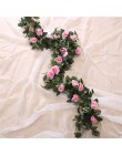 Artificial Rosa flor falso colgante decorativo rosas vid plantas hojas artificiales guirnalda para flores decoración de la pared