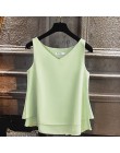 2019 Blusa de mujer de marca de moda Camisa de gasa sin mangas de verano Blusa casual con cuello en V sólido Talla grande 5XL To