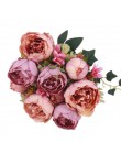 Flor de seda de Alta Calidad Europea 1 ramo de flores artificiales rosa brillante de otoño peonía hoja falsa boda hogar Decoraci
