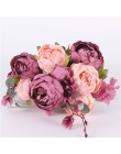 Flor de seda de Alta Calidad Europea 1 ramo de flores artificiales rosa brillante de otoño peonía hoja falsa boda hogar Decoraci