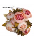 Chénchen 13 ramas artificiales de seda peonía Ramos rosas falsas grandes flores para Banquete de boda de Oficina Decoración de H