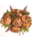 Chénchen 13 ramas artificiales de seda peonía Ramos rosas falsas grandes flores para Banquete de boda de Oficina Decoración de H