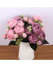 Ramo de seda rosa de 30cm peonía flores artificiales 5 cabezales grandes 4 Bud pequeño novia boda decoración del hogar falso flo