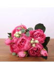 Ramo de seda rosa de 30cm peonía flores artificiales 5 cabezales grandes 4 Bud pequeño novia boda decoración del hogar falso flo