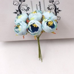 6 uds./ramo de rosas de té flores artificiales adornos navideños para el hogar DIY artesanía guirnalda para libro de recortes Añ