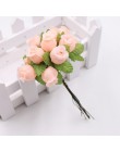 12 unids/lote seda Artificial Mini flores bouquet de rosas para boda decoración del hogar arte tarjeta regalo DIY guirnalda para