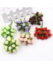 12 unids/lote seda Artificial Mini flores bouquet de rosas para boda decoración del hogar arte tarjeta regalo DIY guirnalda para