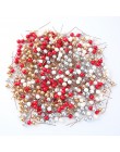 50 unids/lote mini falso plástico flor artificial con bayas rojo cereza perlado estambre boda Navidad decoración DIY caja de reg