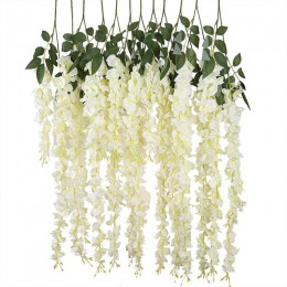 Luyue 97cm 12 unids/lote glicinia artificial enredaderas de flores decoración de la boda de mimbre, guirnalda de flores de cerez