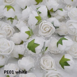 50/100 Uds 2cm Mini PE Flor de espuma Rosa Artificial falsa para DIY hecho a mano decoración de fiesta de boda Scrapbooking arte
