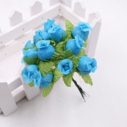 12 Uds 2cm mini ramo de rosas de seda hecho a mano flor artificial boda guirnalda de bricolaje decoración clip arte decoración d
