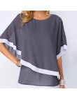 Blusas de talla grande para mujer 4xl 5xl Patchwork de doble capa Tops Casual Batwing túnica 2019 otoño camisas de gasa de gran 