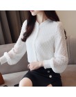 2019 nueva llegada camisa de mujer dulce cuello en V Punto de onda de manga larga suntan mujeres blusa estilo coreano OL blusa 0