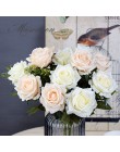 6 cabezas rosas blancas flores artificiales de seda de alta calidad para la decoración de la boda invierno falsas grandes flores