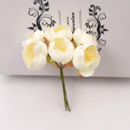 6 uds. Flores artificiales Mini Flor de té rosa para la decoración del hogar de la boda accesorios de joyería flores de álbum de