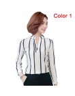 Blusa de chifón para mujer camisa 2019 ropa femenina de manga larga Blusas de chifón de oficina para mujer estampado a rayas pun
