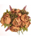 Chenig 13 ramas Vintage peonía flores artificiales de seda Rosa falsa para la decoración del Festival del hogar de la boda