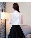 2019 nuevo verano moda túnica mujer blusa Camisas manga larga lazo chifón cuello alto Formal mujeres blanco negro camisas 0599 3