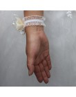 Marfil Marfim pajarita perla cuentas boda muñeca flores dama de honor de boda cinta de cristal corsajes pulsera flores SW175-Z