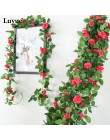 Luyue 230cm flores artificiales Viñas de boda decoración Rosa Flores falsas ratán cadena jardín colgante guirnalda Flor de seda 