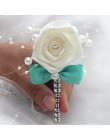 Crema Marfil satén flor novio pajarita perlas vestido de novia broche de ramillete para hombre traje X8715
