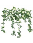 Luyue 230cm flores artificiales Viñas de boda decoración Rosa Flores falsas ratán cadena jardín colgante guirnalda Flor de seda 
