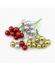 HUADODO 50 Uds. Brillo bayas artificiales estambres oro rojo astilla flores artificiales cereza para la decoración de la Navidad