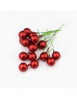 HUADODO 50 Uds. Brillo bayas artificiales estambres oro rojo astilla flores artificiales cereza para la decoración de la Navidad