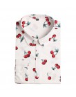 Dioufond mujer blusas de cereza camisa de manga larga cuello vuelto blusa Floral talla grande 5XL mujer Camisa de algodón Vintag