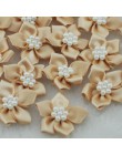 20 piezas cinta de satén flores con apliques de perlas artesanía DIY boda B046