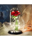 Belleza caliente y La Bestia rosa roja con luz LED en una cúpula de cristal en una Base de madera para Navidad regalos de boda p