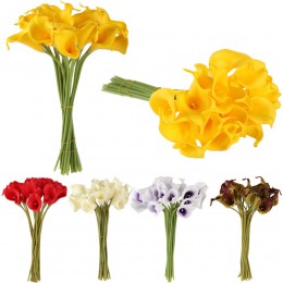 10 unids/lote de flores artificiales decorativas calas lirio látex decoración del hogar fiesta de cumpleaños ramo de flores de b