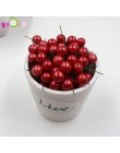 40 unids/lote Mini frutas de plástico falsas pequeñas bayas flor Artificial estambre de cereza rojo perlado boda Navidad decorat