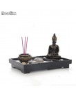 NOOLIM estatua de resina de Buda Zen meditación tranquilidad decoración conjunto de bandeja para arena de jardín Zen espiritual 