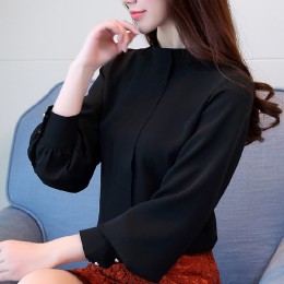 Nueva moda 2019 blusa de mujer camisa de manga larga de talla grande ropa de mujer rojo Oficina señora camisa femenina blusas d2