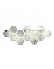Caliente 12 Uds pegatinas de pared de espejo acrílico Auto adhesivo extraíble Hexagonal decorativo hoja de espejo para la decora
