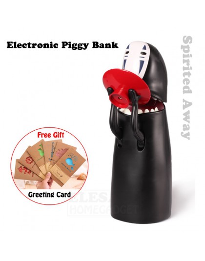 Nueva caja con dinero de plástico hucha electrónica Spirited Away, sin rostro comer moneda automáticamente para los niños cumple