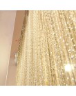 Cortina de cristal de lujo de 200x100 cm línea de Flash brillante cortina para puerta con cadena de borlas ventana divisor de ha